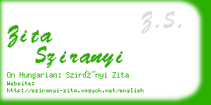 zita sziranyi business card